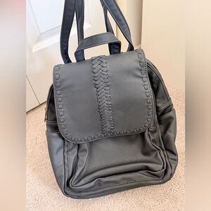Black Backpack with Braided Detail